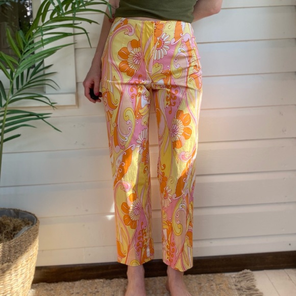 Vintage Pants - Vintage Retro 1960s inspired Daisy Paisley Pants